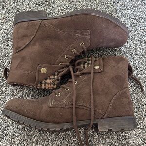 Brown Suede Lace-Up Ankle Boots